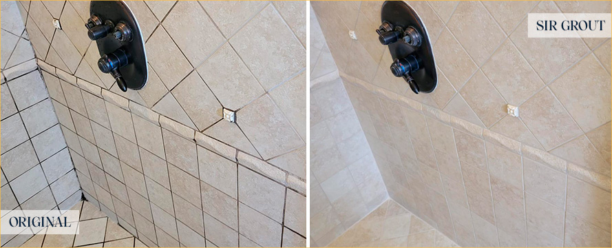 Shower Before and After Our Superb Hard Surface Restoration Services in Waxhaw, NC