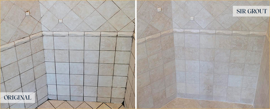 Shower Before and After Our Exceptional Hard Surface Restoration Services in Waxhaw, NC