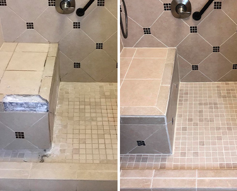 Shower Before and After Our Superb Hard Surface Restoration Services in Waxhaw, NC