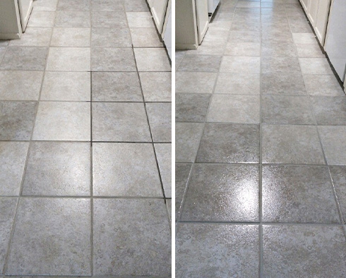 Floor Before and After a Tile Cleaning in Davidson, NC