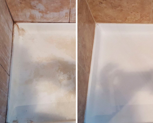 Shower Before and After Our Tile Cleaning Services in Pineville, NC