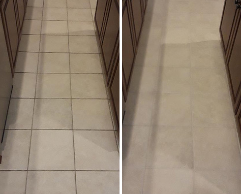 Floor Before and After a Grout Cleaning in Charlotte, NC