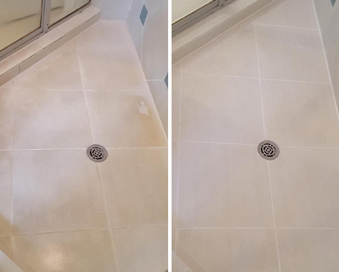 Shower Before and After a Tile Cleaning in Matthews, NC