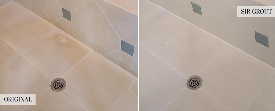 Shower Before and After a Tile Cleaning in Matthews, NC