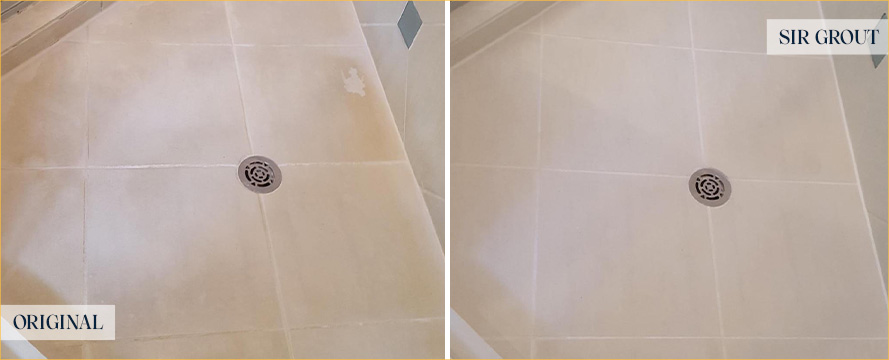 Shower Before and After a Superb Tile Cleaning in Matthews, NC