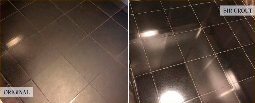 Granite Elevator Floor Before and After a Stone Polishing in Charlotte, NC